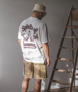 Spirits of Summer T-Shirt in Flat White by REPRESENT. Campaign shot. EQVVS