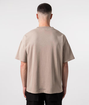 REPRESENT Horizons T-Shirt in Washed Taupe with Front Print Model Back Shot at EQVVS