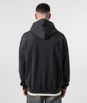 REPRESENT Reborn Hoodie in Aged Black with Front Print Model Back Shot at EQVVS