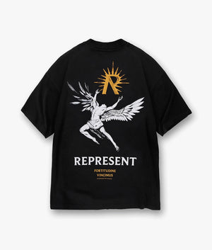 REPRESENT Icarus T-Shirt with Back Print in Jet Black Back Shot at EQVVS