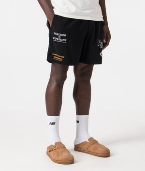 Icarus Shorts in Black by Represent. EQVVS Side Angle Shot.