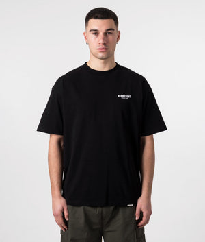 Represent Owners Club T-Shirt relaxed Fit in Black Model Front Shot at EQVVS