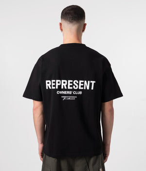 Represent Owners Club T-Shirt relaxed Fit in Black Model Back Shot at EQVVS