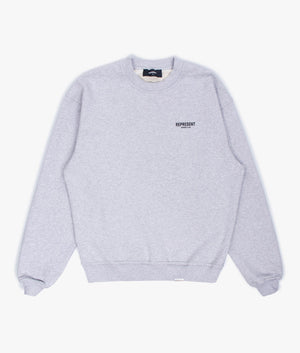 Represent Owners Club Sweatshirt Relaxed Fit in Ash Grey Front Shot EQVVS