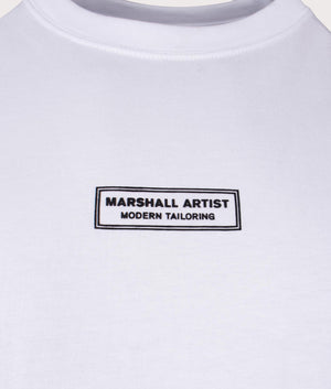 Marshall Artist Injection T-Shirt in 002 white chest detail shot at EQVVS