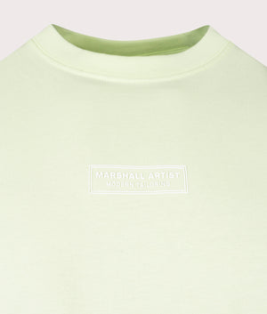 Marshall Artist Injection T-Shirt in Lime Green 100% Cotton Detail Shot at EQVVS