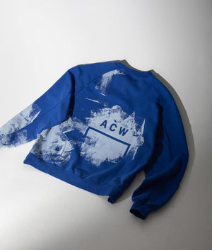 A-COLD-WALL Brushstroke Sweatshirt in volt blue Campaign shot at EQVVS