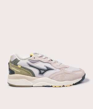 Mizuno Sky Medal B Sneakers in Silver Cloud/Urban Chic/White Sand Side Shot at EQVVS