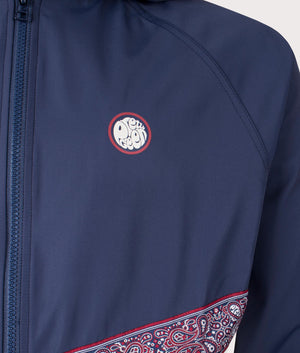 Pretty Green Eclipse Paisley Tape Jacket in Navy, White and Red Patterns Detail Shot EQVVS