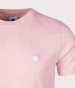 Pretty Green Mitchell T-Shirt in Pale Pink Detail Shot at EQVVS
