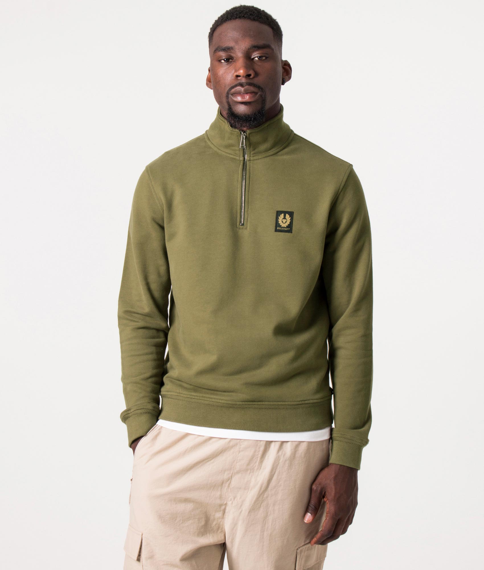 Belstaff Quarter Zip Sweatshirt True Olive Belstaff EQVVS