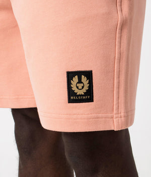 Belstaff Sweat Shorts in Rust Pink. EQVVS Detail Shot.