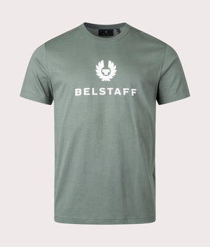 Belstaff Signature T-Shirt in mineral green front shot at EQVVS