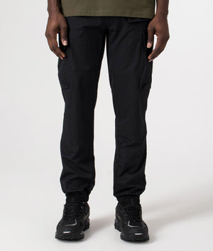 Trialmaster Cargo Trousers in black by Belstaff. EQVVS front angle shot