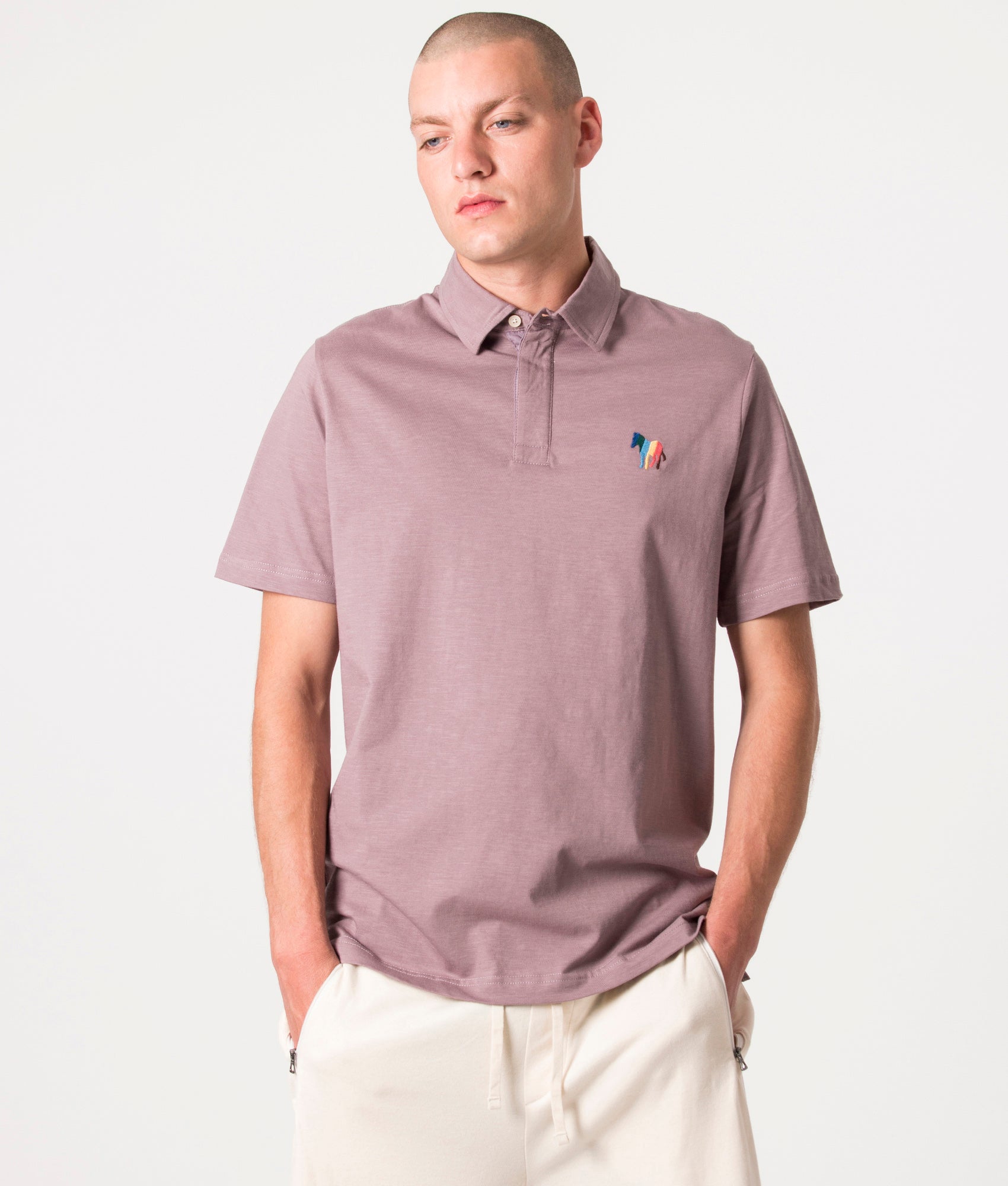 Tシャツ・カットソー Paul Smith FW23 POLO WITH LOGO (M2R/204Y/L21861_79) Men's Slim-Fit Burgundy Zebra Logo Polo Shirt With Contrast