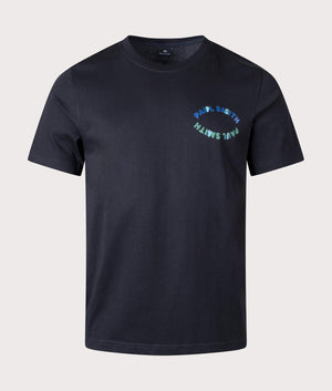 PS Paul Smith Happy Eye T-Shirt in Black with Blue and Green back Print, 100% Organic Cotton Front Shot EQVVS