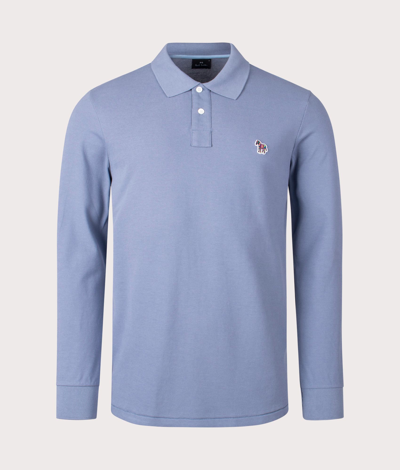 Long Sleeve Zebra Polo Shirt in Greyish Blue PS Paul Smith EQVVS