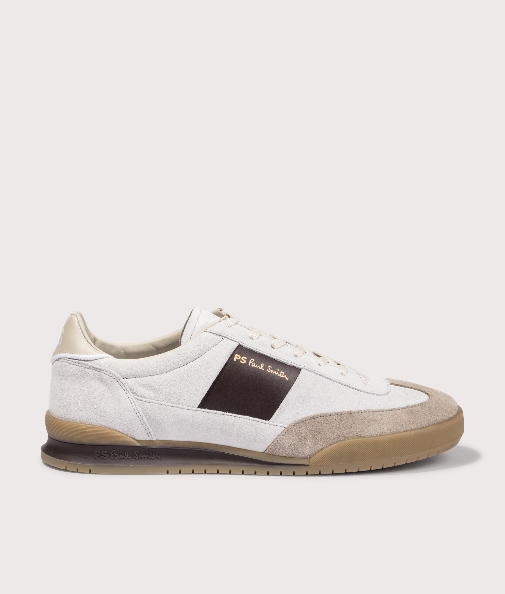 Dover White Brown Side Panel Trainers in White PS Paul Smith EQVVS