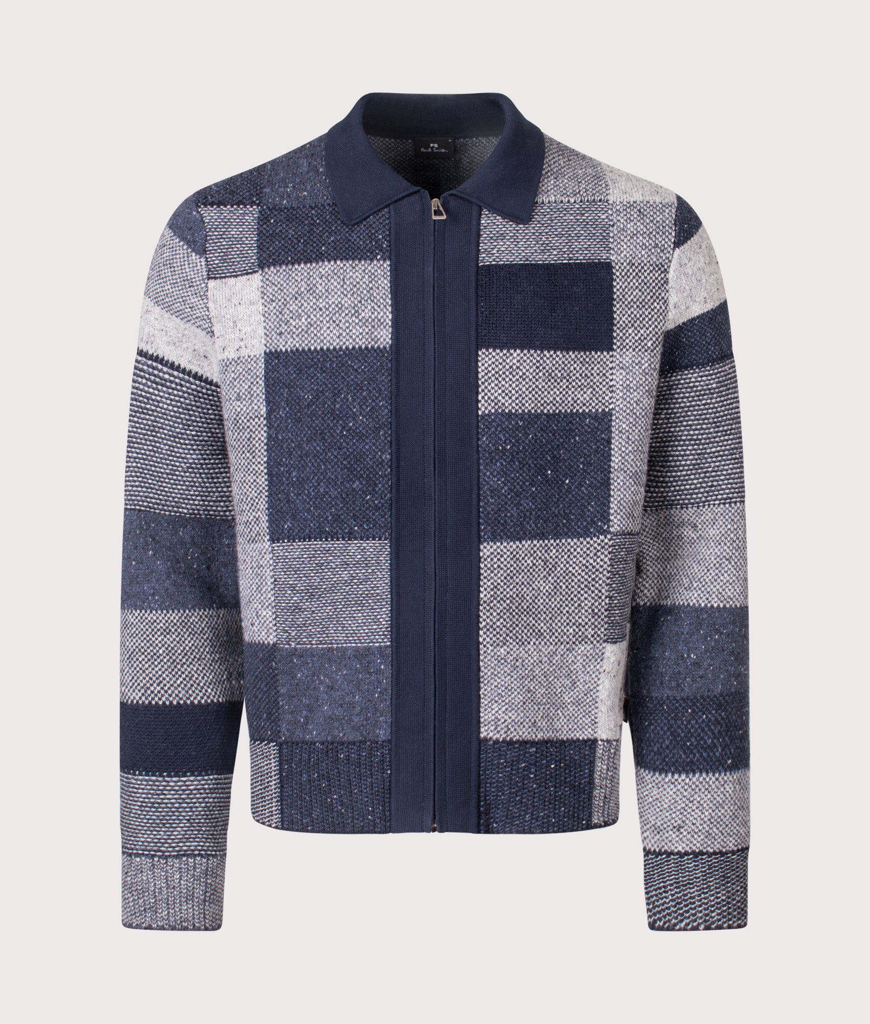 Regular Fit Patchwork Zip Through Cardigan Very Dark Navy | PS