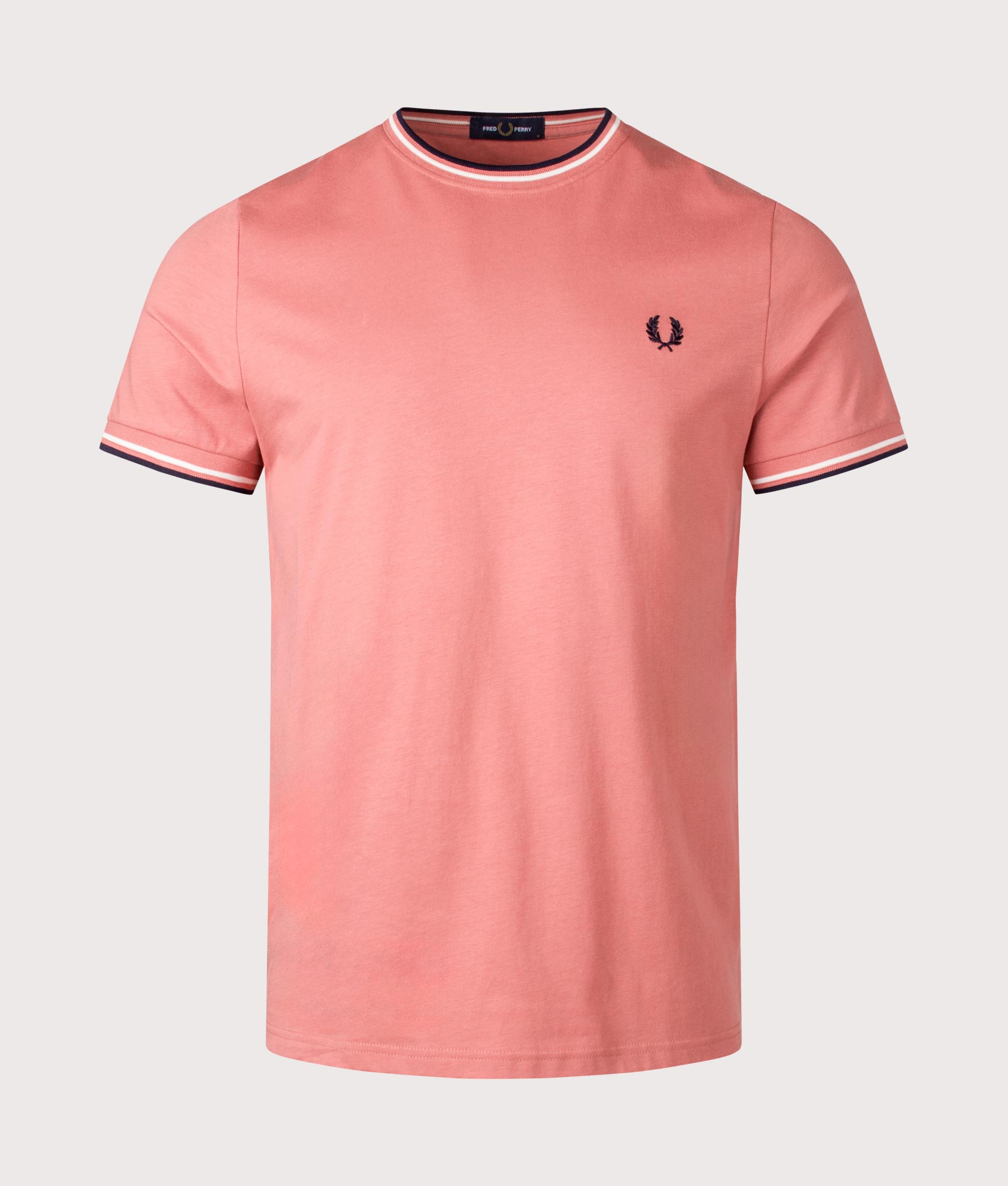 Twin Tipped T-Shirt in Putty Pink/Ecru/Navy | Fred Perry | EQVVS
