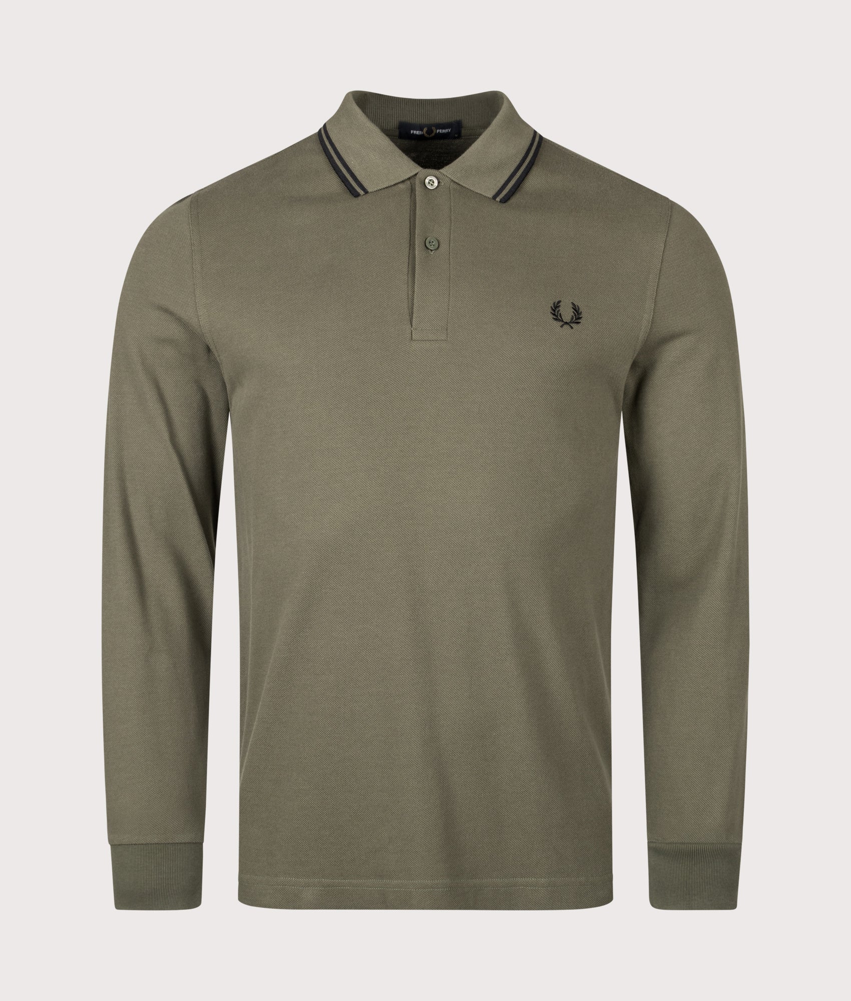 Long Sleeve Twin Tipped Polo Shirt in Green | Fred Perry | EQVVS