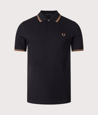 Twin Tipped Fred Perry Polo Shirt: S77 Black/Shaded Stone/Shaded Stone