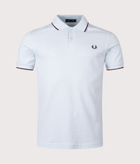 Twin Tipped Fred Perry Polo Shirt: Z54 Light Ice/Silky Peach/Tennis Blue