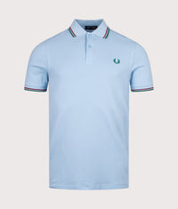 Twin Tipped Fred Perry Polo Shirt: Z55 Track Blue/Burnt Red/Sport Green