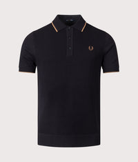 Piqué Stitch Knitted Polo Shirt: 102 Black