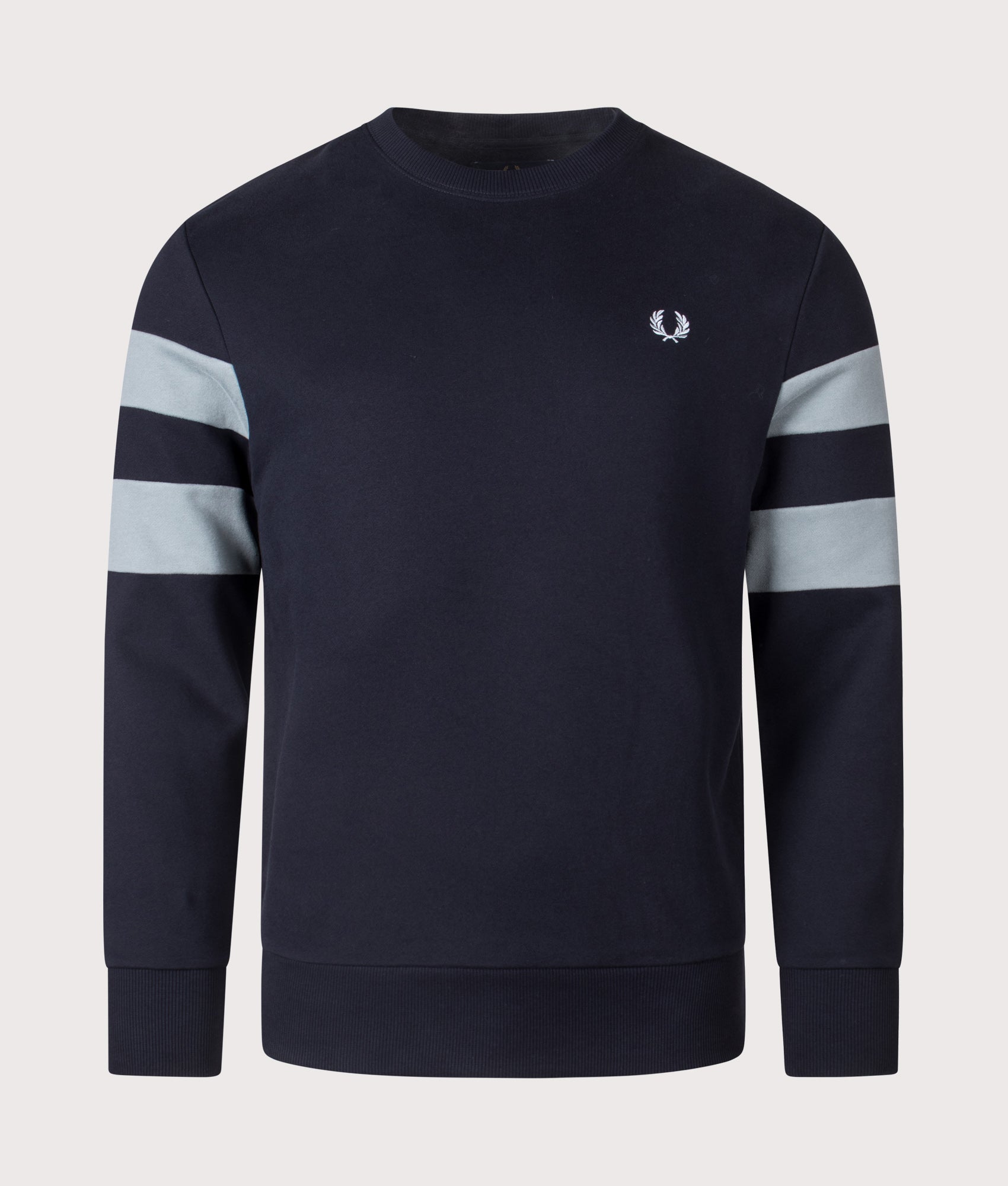 Peached Tipped Sleeve Sweatshirt in Navy | Fred Perry | EQVVS
