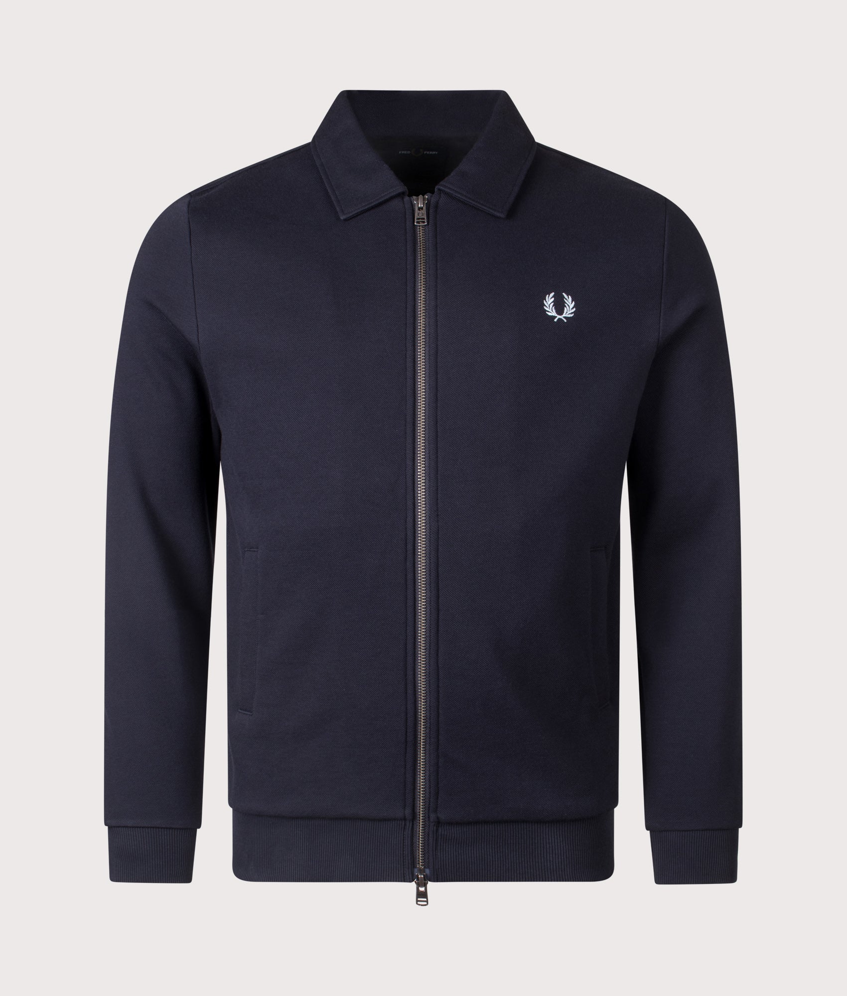Zip Through Collared Sweatshirt in Navy | Fred Perry | EQVVS