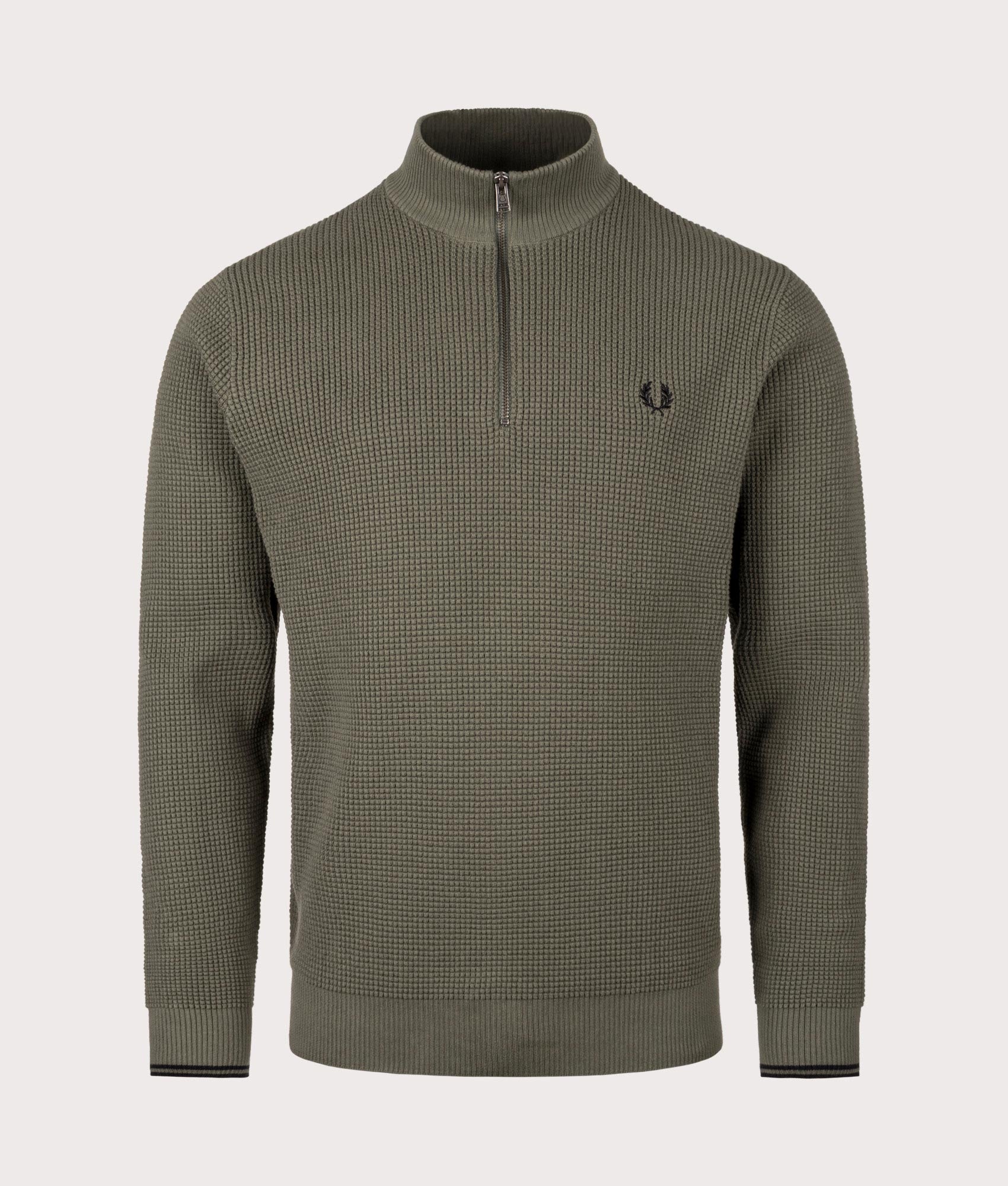 トップス FRED PERRY Waffle Stitch Half Zip Jumper Waffle Stitch Quarter Zip Jumper in Green | Fred Perry | EQVVS