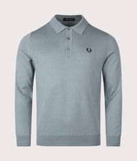 Long Sleeve Knitted Polo Shirt: Z20 Stockport Blue