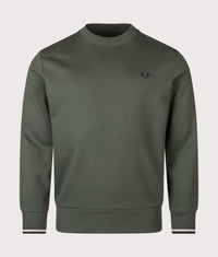 Crew Neck Sweatshirt: 53A Court Green/Snow White/Navy