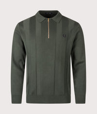 Tonal Stripe Knitted Shirt: X89 Court Green