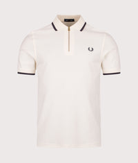 Crepe Piqué Polo Shirt: 560 Ecru