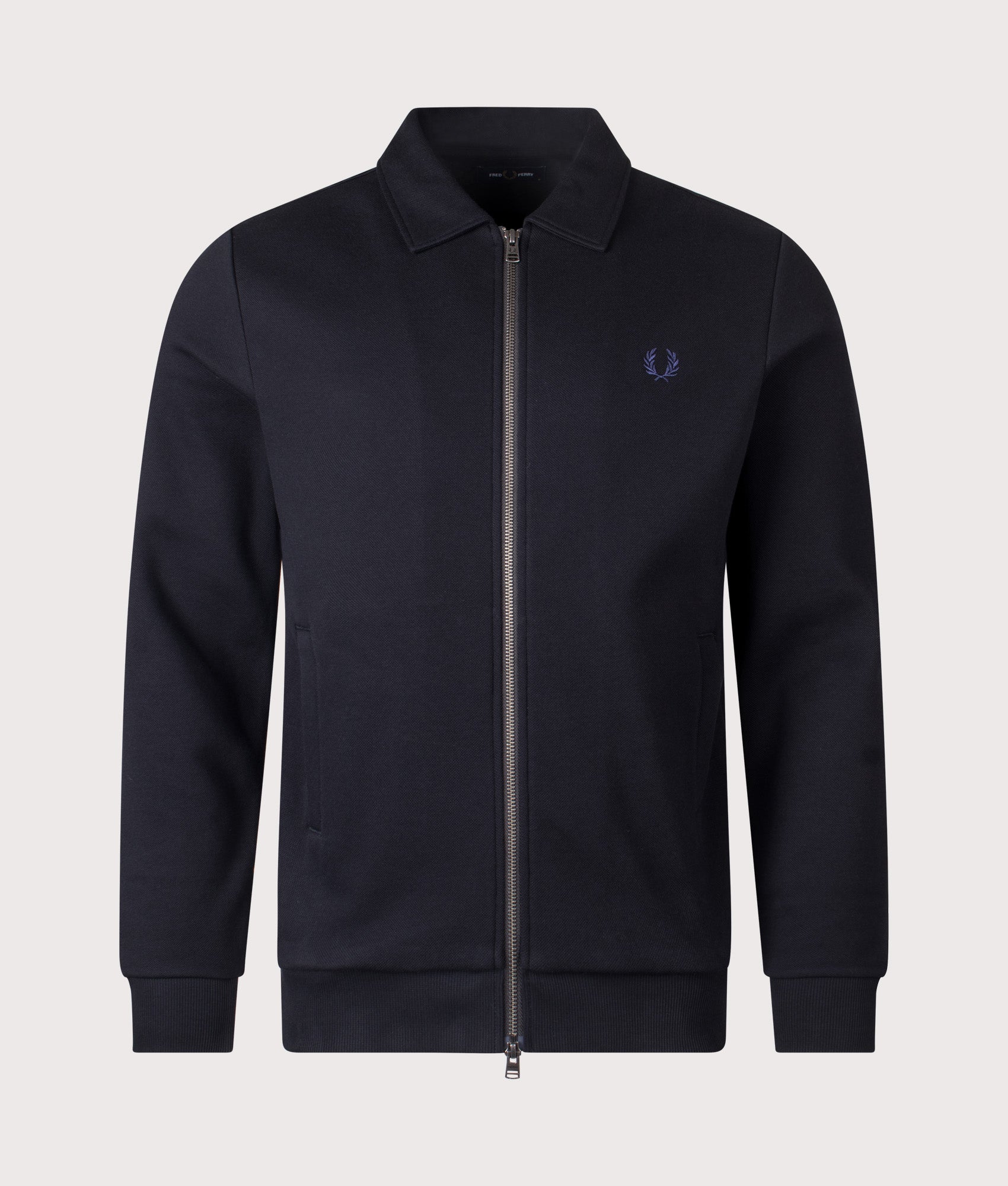 Regular Fit Zip Through Collared Sweatshirt in Black | Fred Perry