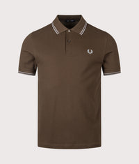 Twin Tipped Fred Perry Polo Shirt: 49A Burnt Tobacco/Stockport Blue/Stockport Blue
