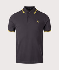 Twin Tipped Fred Perry Polo Shirt: 58A Anchor Grey/Tennis Ball Yellow/Tennis Ball Yellow