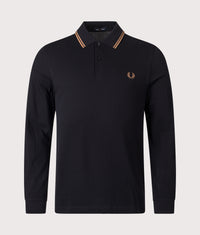 Long Sleeve Twin Tipped Polo Shirt: S77 Black/Shaded Stone/Shaded Stone