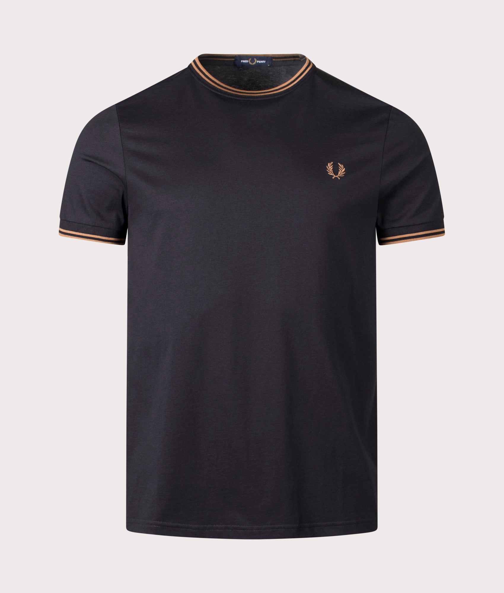 Twin Tipped T-Shirt in Black/Shaded Stone | Fred Perry | EQVVS