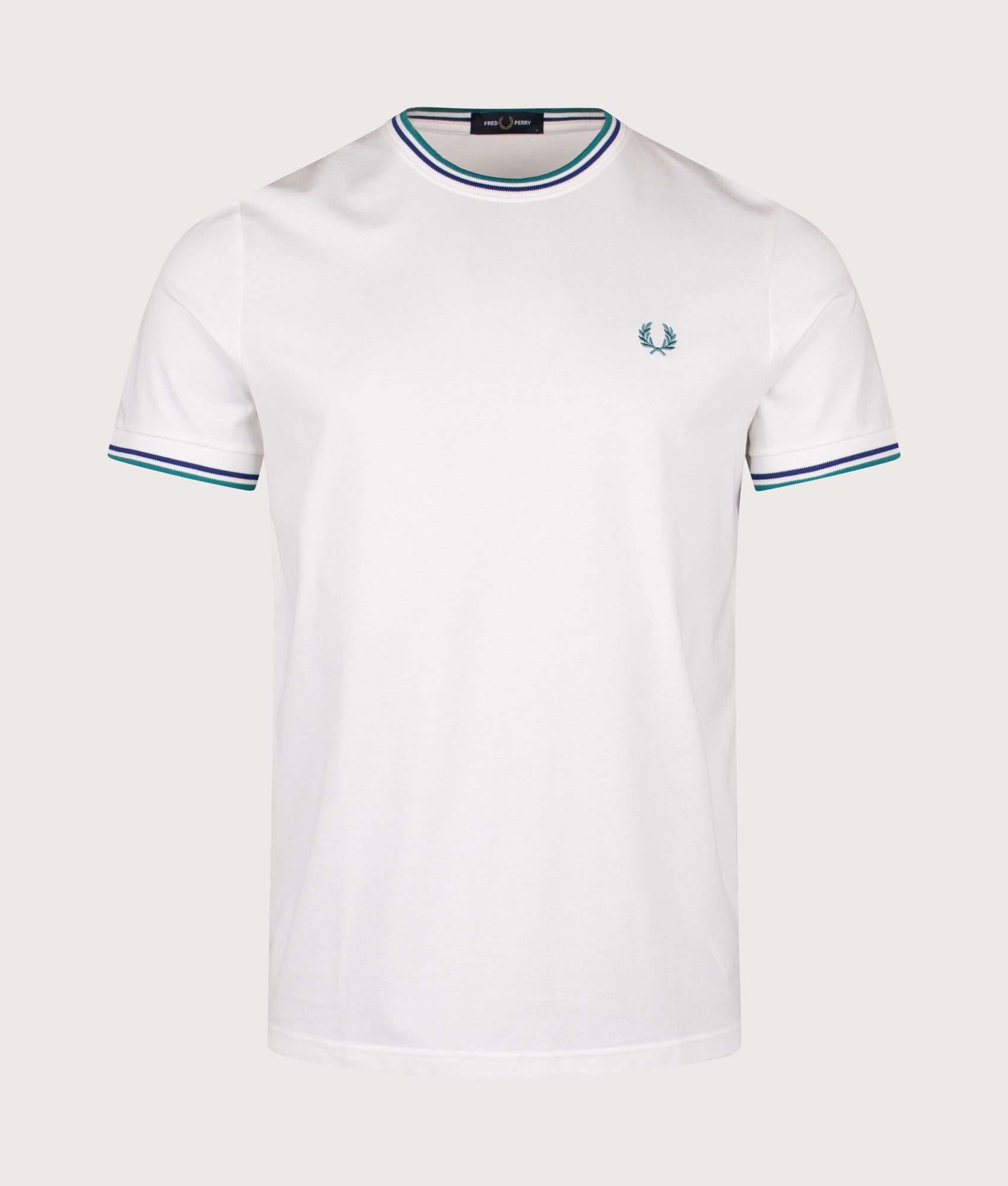 Regular Fit Twin Tipped T-Shirt in Snow White/Mint/Eclipse | Fred