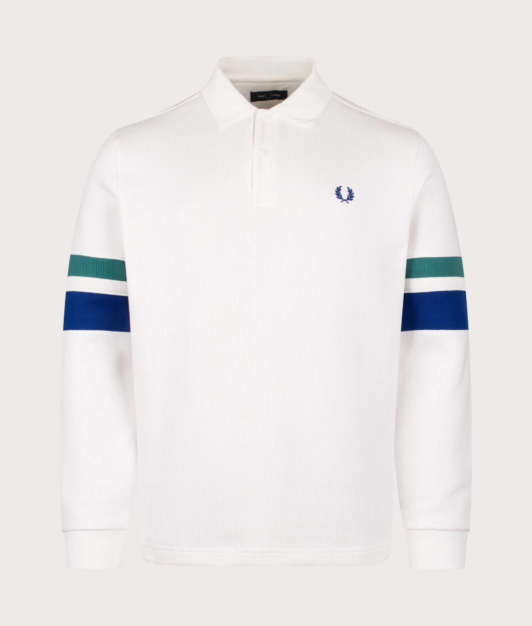 Tipped Sleeve Collared Sweatshirt in Snow White | Fred Perry | EQVVS