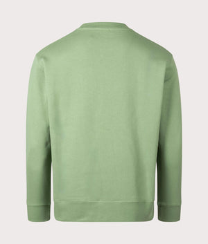 Norse Projects Relaxed Fit Arne Relaxed Organic Logo Sweatshirt in 8124 Linden Green back shot at EQVVS