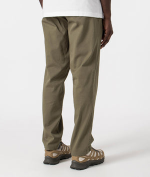 Ezra Relaxed Organic Stretch Twill Pants in Sediment Green by Norse Projects. EQVVS back angle shot.