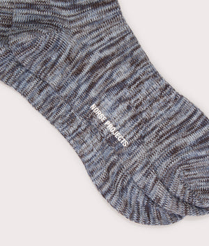 Bjarki Cotton Twist Sock in Steel Blue By Norse Projects. EQVVS Detail View
