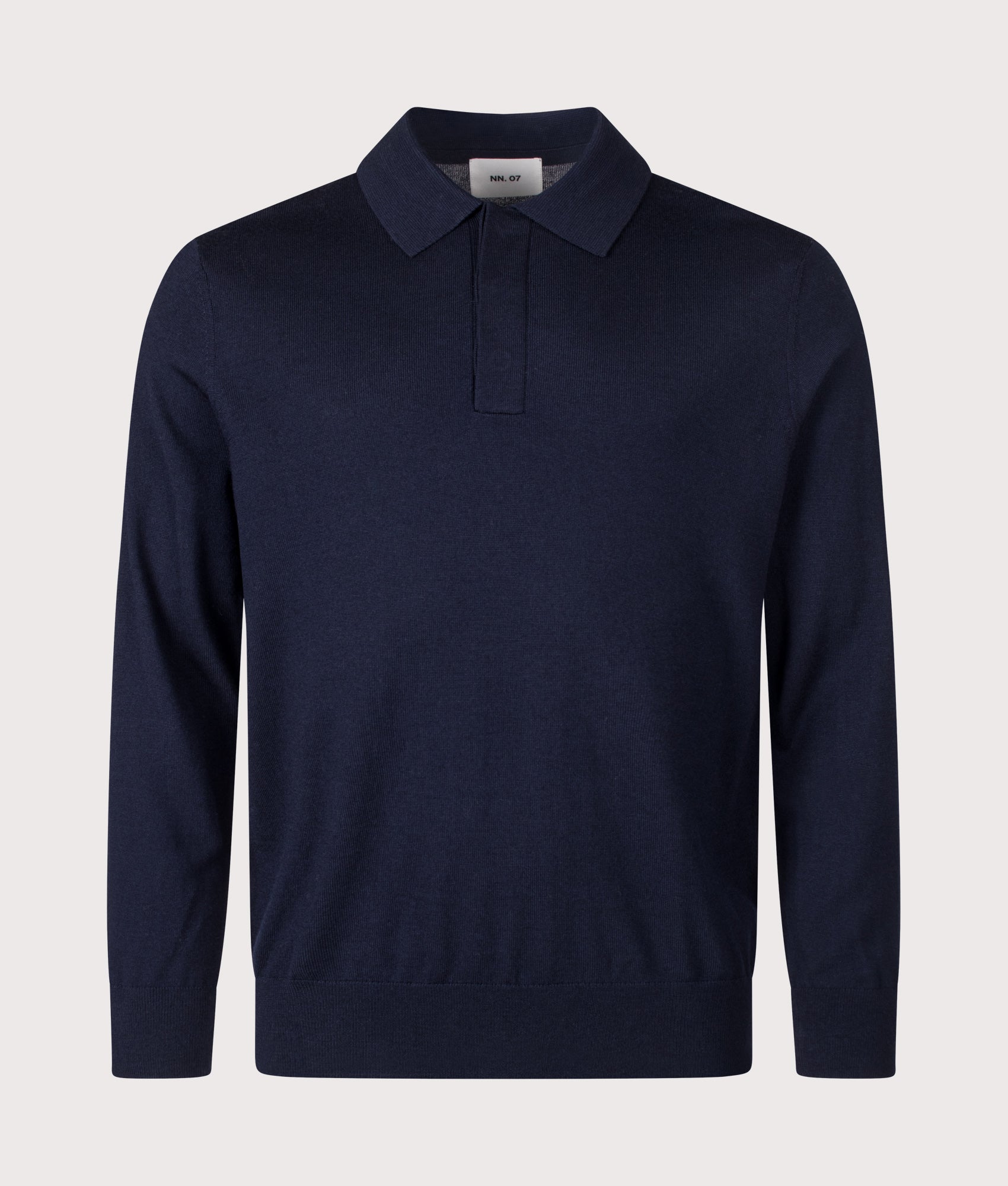 Emerson LS Wool Knitted Polo Shirt in Navy Blue | NN.07 | EQVVS