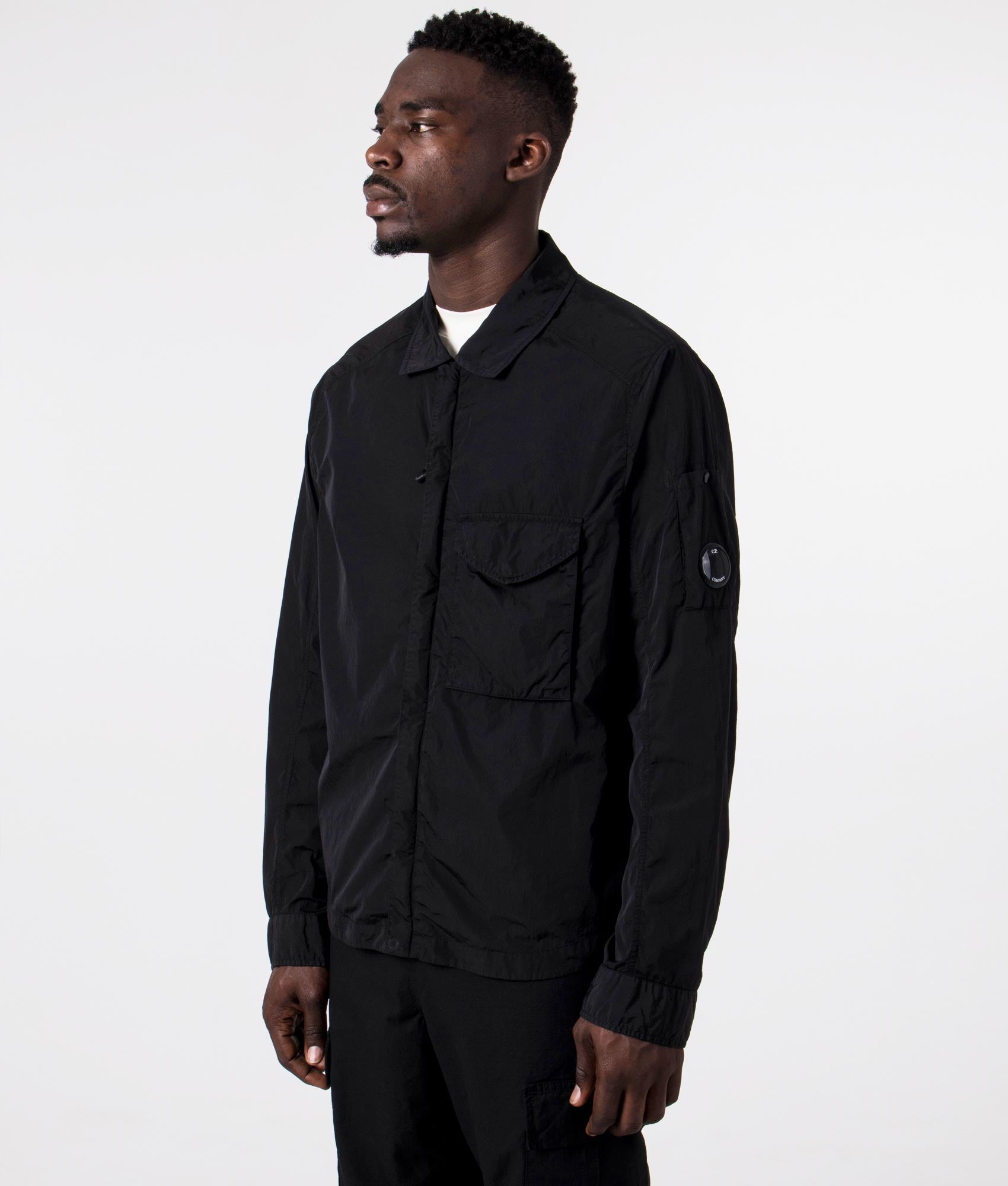 Chrome Cp Company Quarter Zip Zip Through Chrome-R Overshirt Black