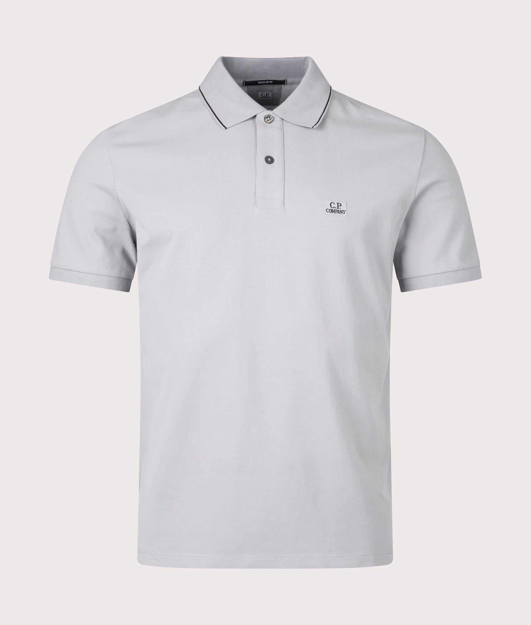 Stretch Piqué Striped Collar Polo Shirt Drizzle Grey | CP