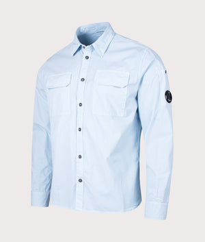 CP Company Gabardine Pocket Shirt in Starlight Blue Angle Shot EQVVS
